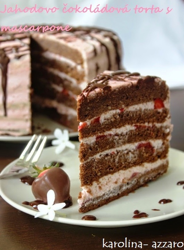 Jahodovo čokoládová torta s mascarpone