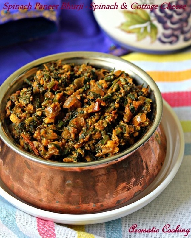 Palak Paneer Bhurji/ Spinach And Cottage Cheese