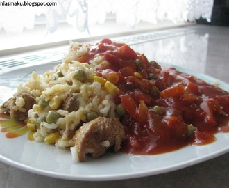 Zapiekanka ryżowa z kurczakiem i warzywami