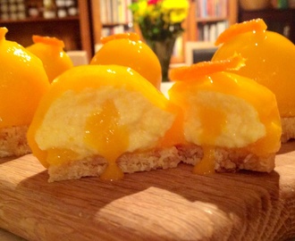 Mango & Passionfruit cheesecakes domes