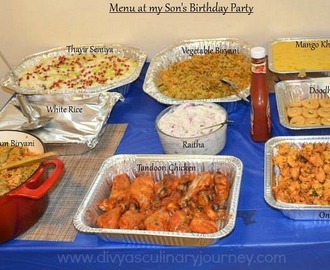 My Son's Birthday Party Menu- Indian Party Menu Ideas