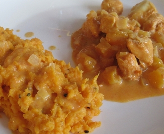 Thaise kipcurry met abrikozen en zoete aardappel