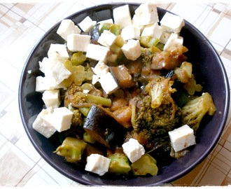 Dusený baklažán s brokolicou a syrom Feta