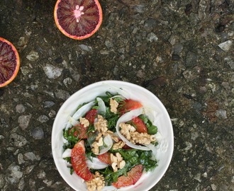 Kale and Blood Orange Winter Salad. Zimný šalát s feniklom a krvavými pomarančmi.