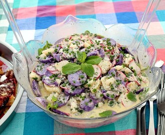 Sałatka z fioletowych ziemniaków wg Jamie'go Oliver'a i piknik z pieczeniem dzika