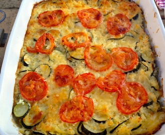 Easy eating – Courgette & Emmental Bake with Rosemary & Garlic Roast Lamb