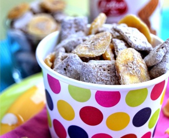 Chocolate Biscoff Puppy Chow with Banana Chips