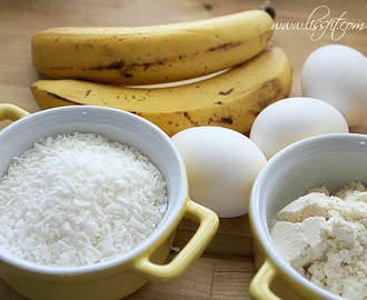 Glutenfritt: Tjocka proteinpannkakor med banan och kokos
