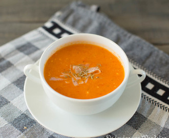 Geroosterde paprika soep met mascarpone