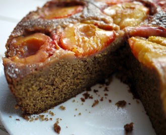 Sticky Plum and Ginger Upside Down Cake