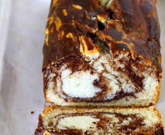 Eggless Vanilla And Chocolate Marble Loaf Cake