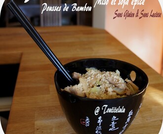 Sauté Japonais de Chou Chinois, pousse de bambou et sauce miso-soja épicée sans gluten, sans lactose