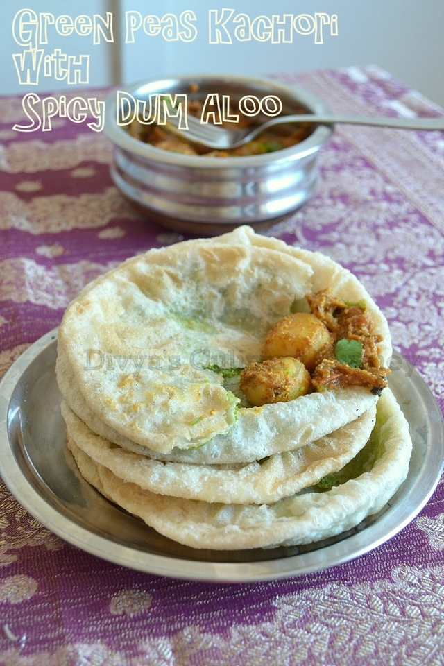 Green Peas Kachori with Spicy Dum Aloo - Bengali style