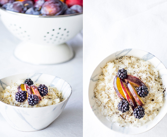 Eurasiatische Frühstücks-Liebe: Reis Porridge mit Cocosmilch und frischen Früchten
