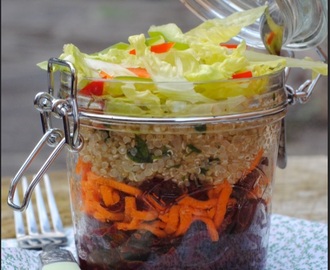 Quinoa and spicy Red Cabbage salad in a Jar