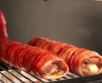 BBQ Bacon Sushi – spek, kaas en gehakt in een rolletje
