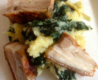 Belly pork on a bed of horseradish mash with onions and cavallo nero…