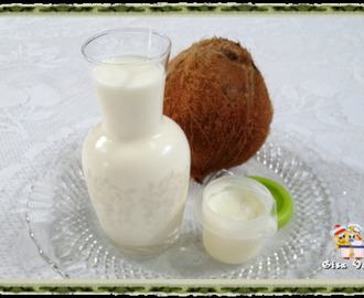 Leite, gordura e leite condensado de coco