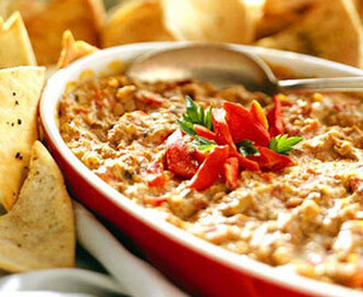 Hot Artichoke and Roasted Pepper Asiago Cheese Dip