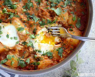 Curried Potatoes with Poached Eggs