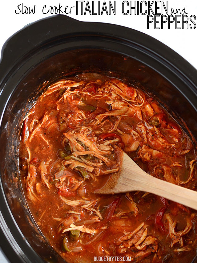 Slow Cooker Italian Chicken and Peppers