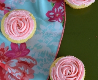 Vanilla cupcakes with Rose flavored Butter cream frosting- Women's day Special