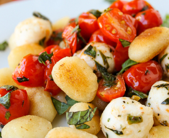 Easy Caramelized Gnocchi with Cherry Tomatoes and Mozzarella