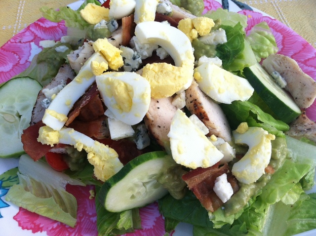 Grilled Chicken Cobb Salad with Avocado Dressing