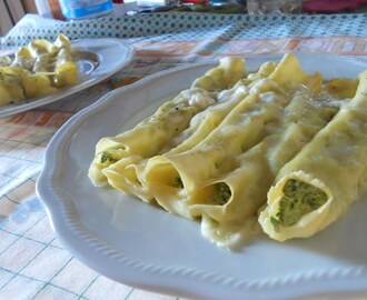 Cannelloni ricotta e spinaci con crema al taleggio