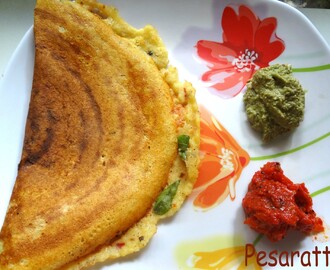 Traditional Indian Flatbread made from whole green gram batter (Pesarattu)