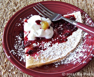 Lemon Crepes with Blackberry Syrup