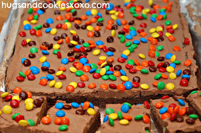 CHOCOLATE FROSTED BROWNIES WITH M & M'S