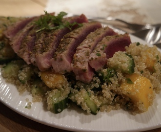 RECEPT | Gegrilde tonijn met quinoa-mango salade