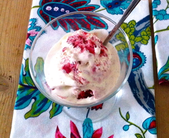 No-churn Raspberry Swirl Vanilla Bean Ice Cream with Fino Sherry