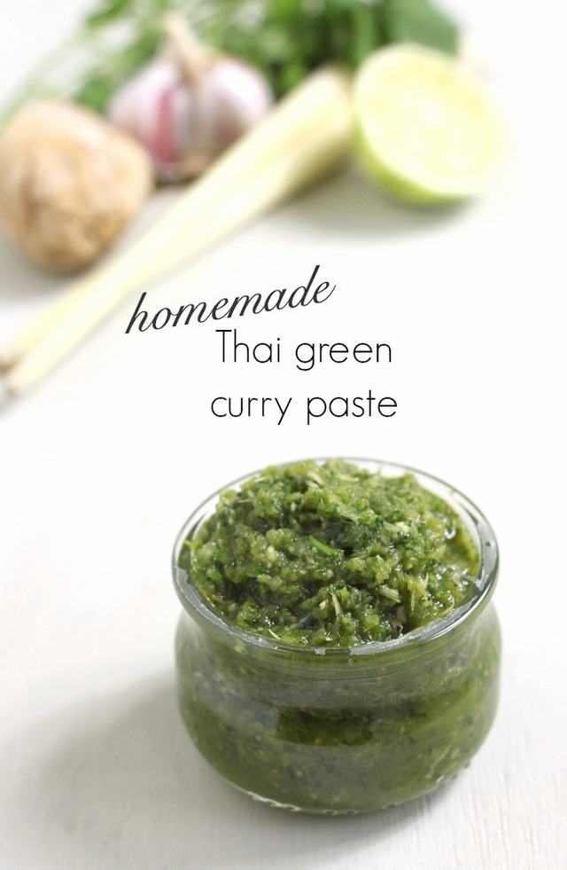 Homemade Thai green curry paste