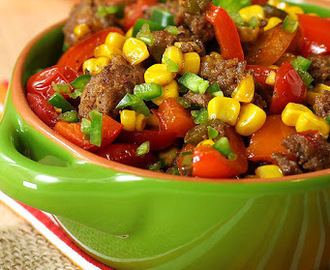 25 Minute Spicy Mexican Corn Skillet with Sausage