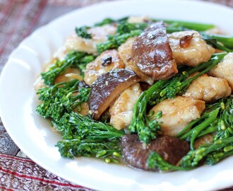 Monk Fish and Broccolini in Shiitake and Black Bean Sauce