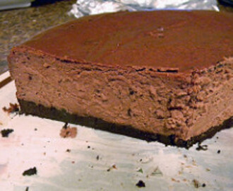 Deep Dark Chocolate Cheesecake and Raspberry Compote