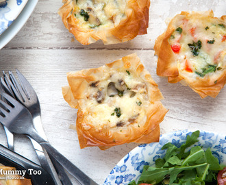 Filo pastry mini quiches – great for kids to make and eat!