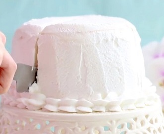 This crepe cake is plain white on the outside, but wait till it is cut up