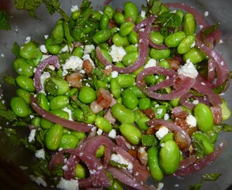 Pancetta, Feta and Mint Bean Salad with Pickled Red Onion Recipe