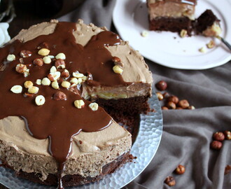 Brownie Torte mit Schokomousse und Birnen