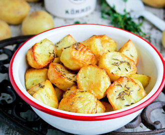 In de oven geroosterde aardappeltjes met kummel