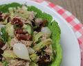 Recept voor salade met groene kool, rode ui en tonijn