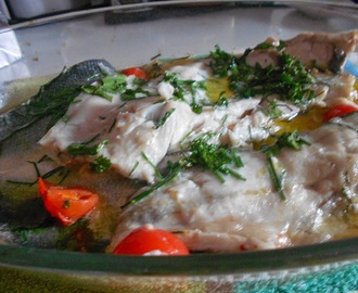 Sea bass with roasted cherry tomatoes by Maria