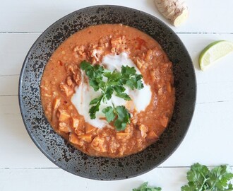 Vegetarische curry met rode linzen