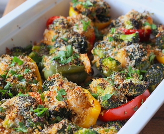 Gevulde paprika’s met broccoli, couscous & garnalen