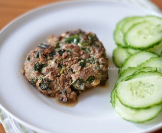 Hamburgers with feta cheese and spinach