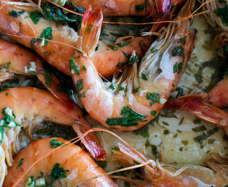 Roasted Prawns with Smoked Garlic, Parsley and Lime