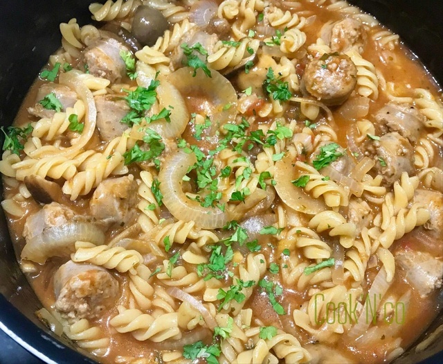 One pot pasta : saucisse fumée ( pour 4 personnes )